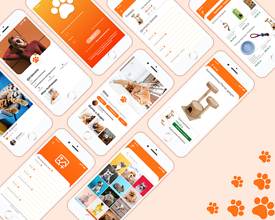 PetsProject App feed mobile pets social store app uidesign