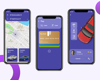 Taxi mobile app Prototype design illustration mobile prototype taxi app