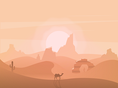 lonely journey 2020 art camel colorful colors desert design dribbble flat illustration