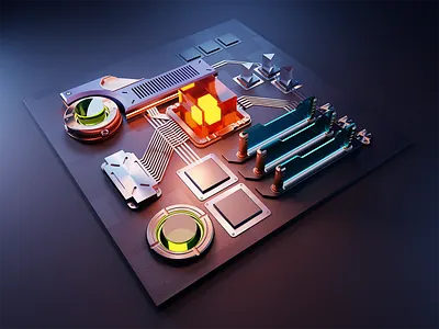 Computing 3d blender computing design illustration isometric render web illustration