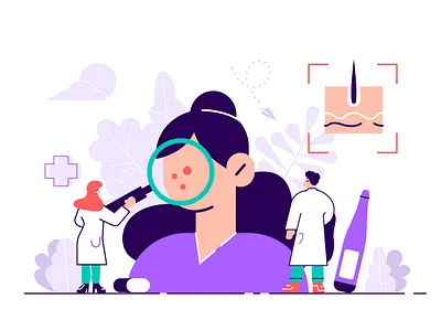 Dermatologist concept allergic character cosmetology dermatology design diagnostic doctor flat illustration infection laboratory medicine people pigment research scientist skin skin care vector