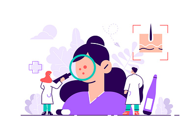 Dermatologist concept allergic character cosmetology dermatology design diagnostic doctor flat illustration infection laboratory medicine people pigment research scientist skin skin care vector