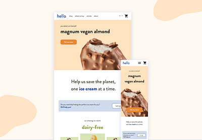 hello - website homepage colorful design flat ice cream minimal mobile ui ux website