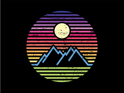 Minimal Mountain Sunset 80s 90s bright illustration minimal minimalist retro simple vectorart vectorillustration