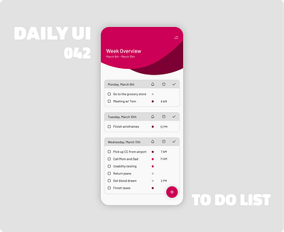 042_To Do List agenda button design daily100challenge dailyui dailyui 42 day42 flat ui colors flatui ios app ios design menu design mobile design productivity productivity app task list task manager to do to do app to do list week overview