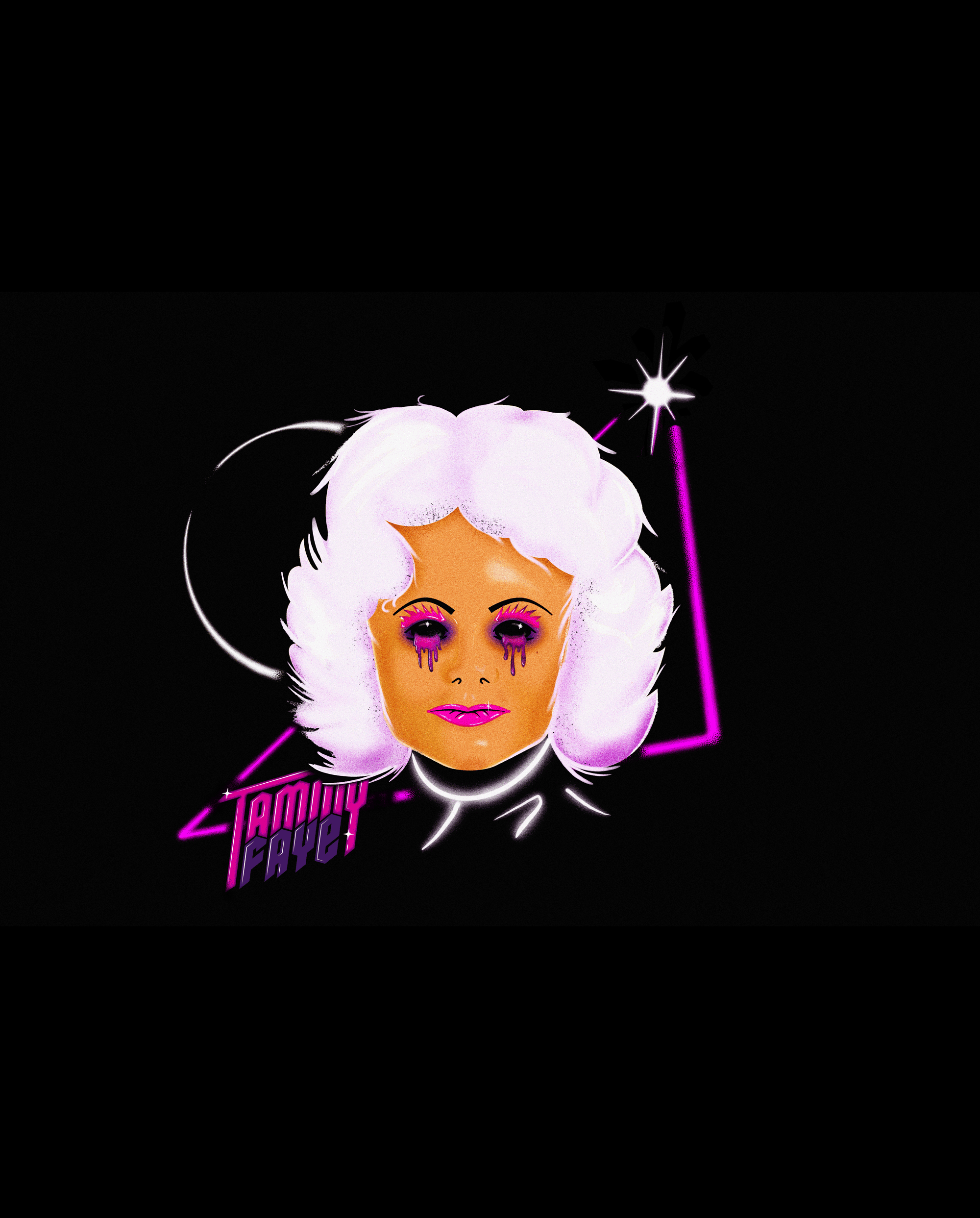 Tammy Faye Airbrush 80s airbrush design eighties gradients grain graphic illustration illustrator neon retro starburst texture vector vector art woman zombie