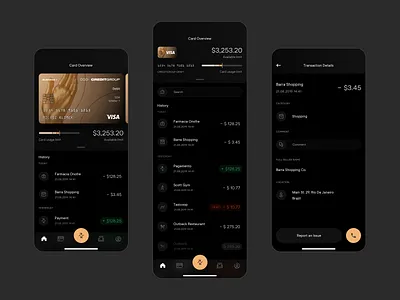 CREDITGROUP - App app black branding credit card dark mode finance fintech logo mobile product design ui ux