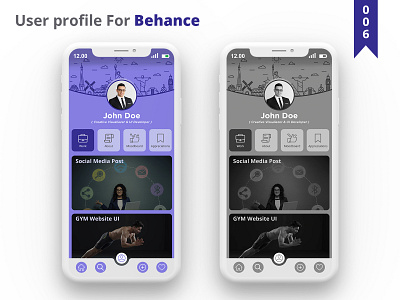 User Profile For Behance App app ui app ui kit behance branding casestudy of mobile app dailyui design graphic design illustration india mobile mobile app ui design ui trend uiux uiux casestudy ux trends