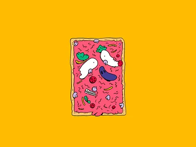 Pizza face colors design dessin illustration illustrator mushrooms pizza supremeninja