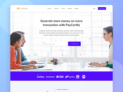 PayCertify Landing design landing layout marketing ui website