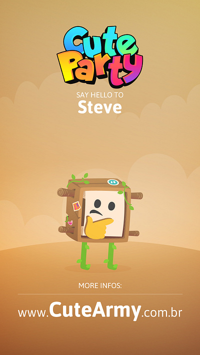 Steve Cute Party brown cardboard character cutearmy flat game gamedev games illustration jogo