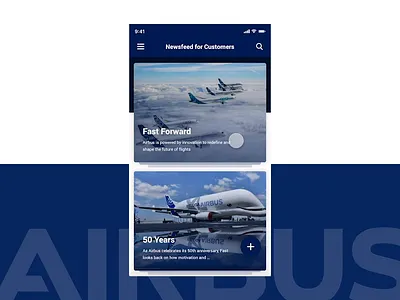 Airbus Newsfeed App animation design prototyping ui user experience user interface ux