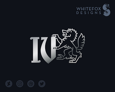 IV Logo branding crest design dog logo vector wild wolf