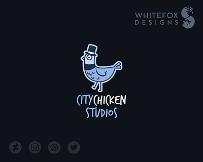 city chicken Logo bird branding cute design funny logo pigeon tophat vector