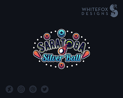 Saratoga Silver Ball Logo branding design logo pinball saratoga silver vector