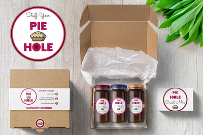 Stuff Your Pie Hole brand design branding and identity digital design logo design name badge packaging design subscription box