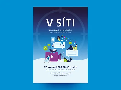 O2 Chytrá škola – V síti, poster blues branding cinema education gradient illustration literacy movie non profit online poster protect safety school smart target