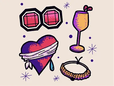 Love is Blind - sticker set 1 illustration netflix reality tv stickers stippling tattoo texture