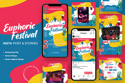 Euphoric Festival Summer Instagram Template birthday blue carnival color colorful day fair festival filter fun happy holiday instagram park photography retro romance summer trendy vintage