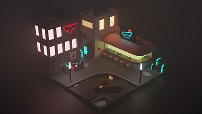 Robo-Killer VR Concept Scene 3d art blender concept cyberpunk design illustration isometric lowpoly