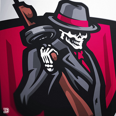 Mafia Skull Esports Logo dasedesigns donz esports esports esports logo gaming gaming design gaming logo goodfellas identity illustration logodesign mafia mascot skull sports logo tommy gun