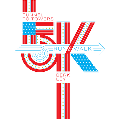 5K Run & Walk 5k run illustration patriotic red white and blue typogaphy