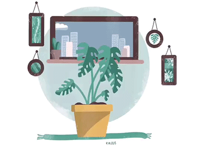 urban jungle animation animation animation 2d gif illustration illustration digital jungle kiasue monstera procreate rough animator urban urban jungle