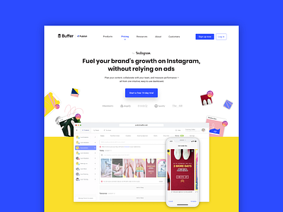 Buffer for Instagram branding buffer design instagram landing page mobile platform post scheduling social media social media design