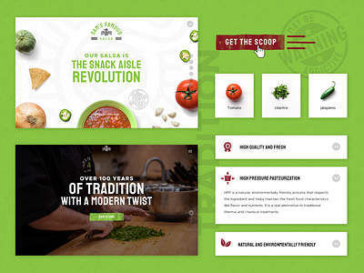 Sam's Famous Salsa :: UI Elements accordion cards creative food fun graphics hero homepage ingredients interactions motion salsa startup texture ui ux web design