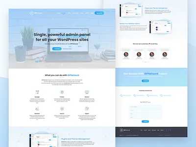 WPNetwork - Monitoring and Maintaining WordPress sites aleksandarilicux app appdesign branding clean dashboad dashboard design dashboard ui design landing page logo maintaining monitoring onepage product ui user experience userinterface ux wordpress
