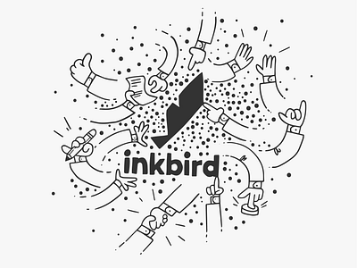 Fun Inkbird Marketing Design brand branding design building cartoon comic design flat fun hands handshake highfive idenity illustration illustrator logo minimal teamwork typography vector