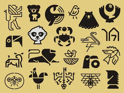 Logo Collection - Animals 2 animal bear bee bird bull camel cat collection crab horse life logo mascot meerkat monoline roundup whale