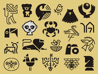 Logo Collection - Animals 2 animal bear bee bird bull camel cat collection crab horse life logo mascot meerkat monoline roundup whale