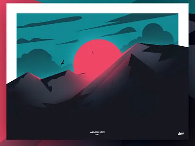 Sunrise over Bells Canyon 80s 80s style adobe adventure design illustration label mountains utah vector