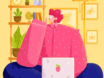 Homeworking app design illustration ui