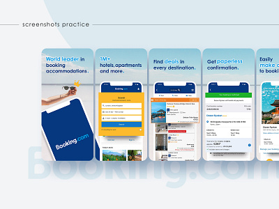 Screenshots redesign for Booking.com app appdesign graphic graphicdesign screenshot screenshots travel travel app travelapp web webdesign webdesigner