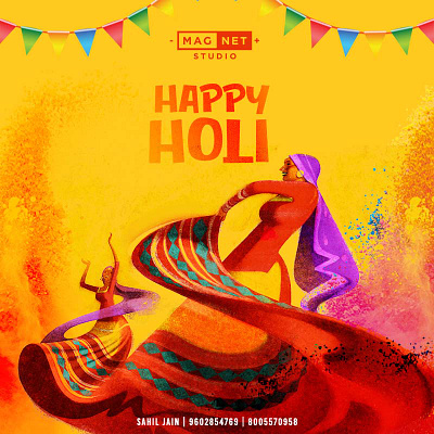 Happy Holi colors festival happyholi holi illustration india rajasthan rangbarse udaipur