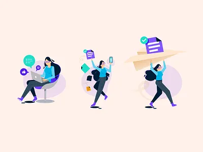 Active Woman - Vector Illustration app art doodle flatdesign illustration landing landingpage onboard onboarding screen onboarding ui ui vector vector art vector illustration web website