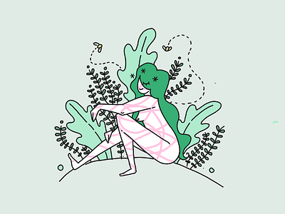 Spring is here abstract character illustration lines procreate