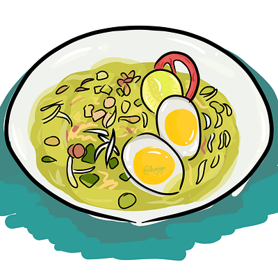 Soto egg food food illustration illustrator indonesia soto yummy