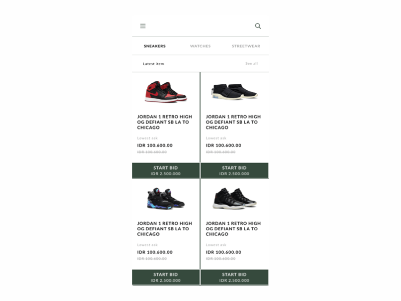 Shoes Store Interaction app homepage minimalis ui ux web zen design