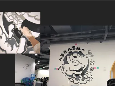 Hand painting conception wall painting branding design illustration