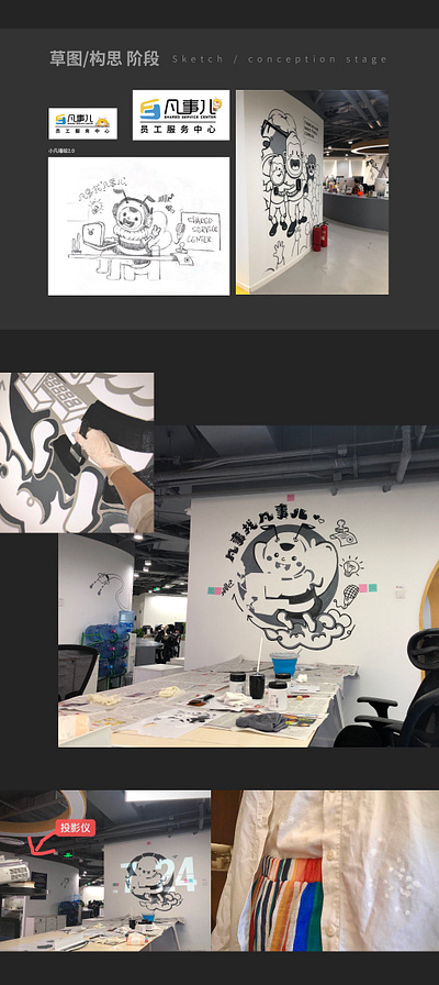 Hand painting conception wall painting branding design illustration