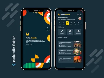 Flutter Events App UI Design dribble app app design app designer app developer app development company app ui flutter ui