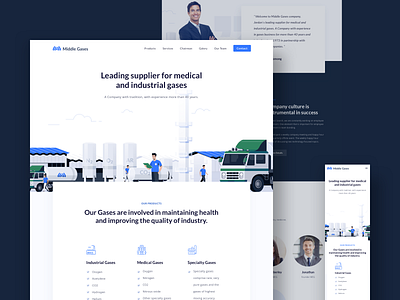 Gases Company - Landingpage clean company design gas icon illustration landing mobile page professional responsive truck ui ux vector versio website