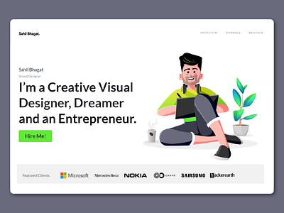 Landing page of my website hero illustration hire me landing design landing page design landing page ui landingpage main page ui webflow