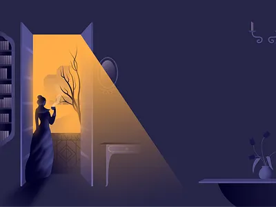 Mrs Dolloway affinitydesigner futuristic glow illustration light noir retro vector vintage window