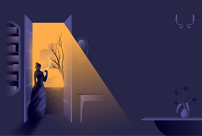 Mrs Dolloway affinitydesigner futuristic glow illustration light noir retro vector vintage window