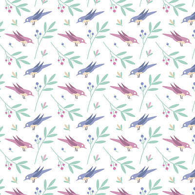 Bird`s seamless pattern bird cute animal design pattern seamless