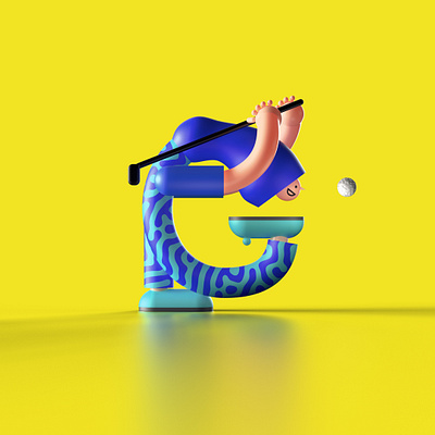 Perfect golf swing - letter G 36daysoftype 3d 3dillustration character golf happy letter lettering redshift